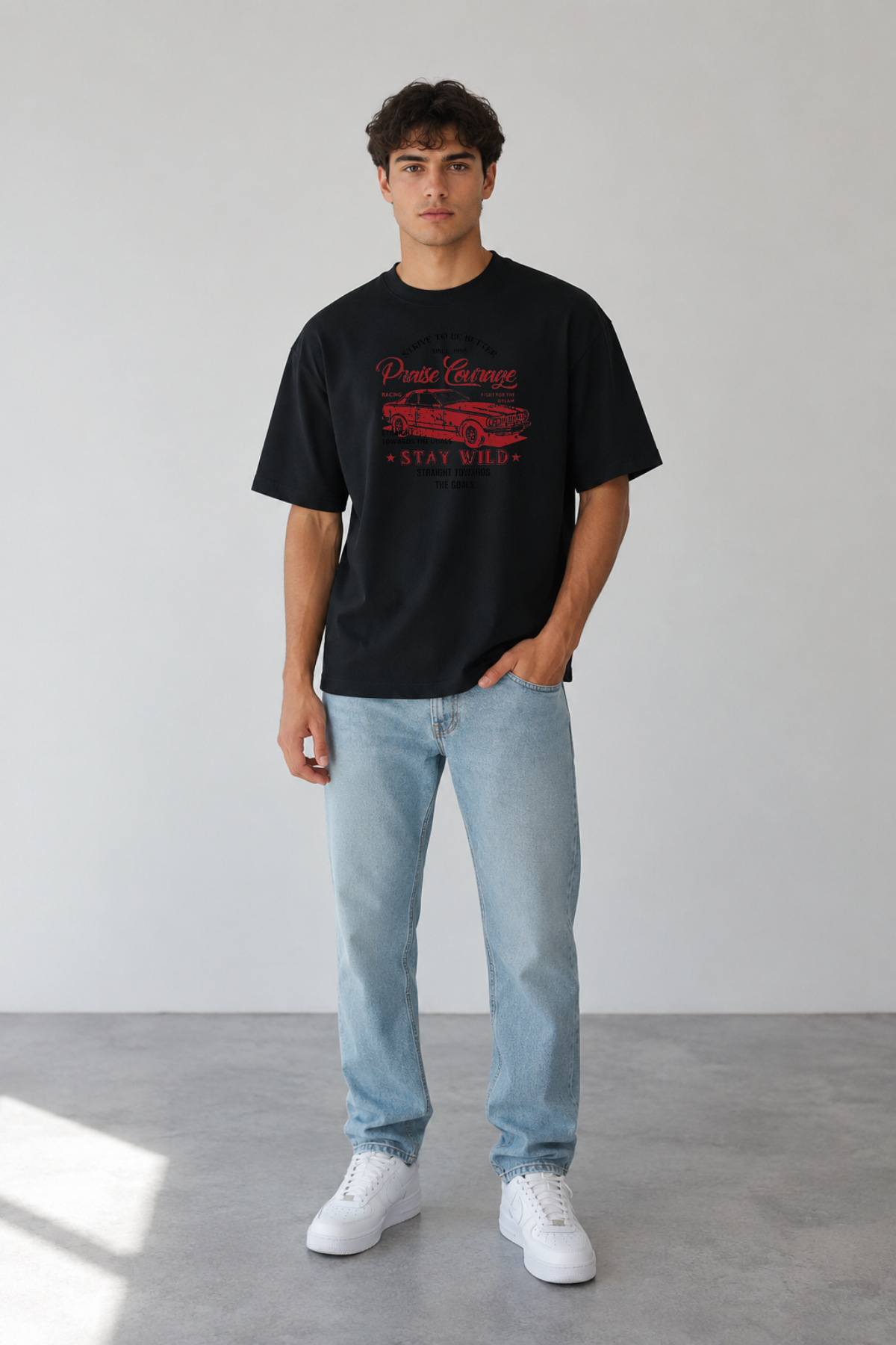 Garage Baskılı Oversize T-Shirt