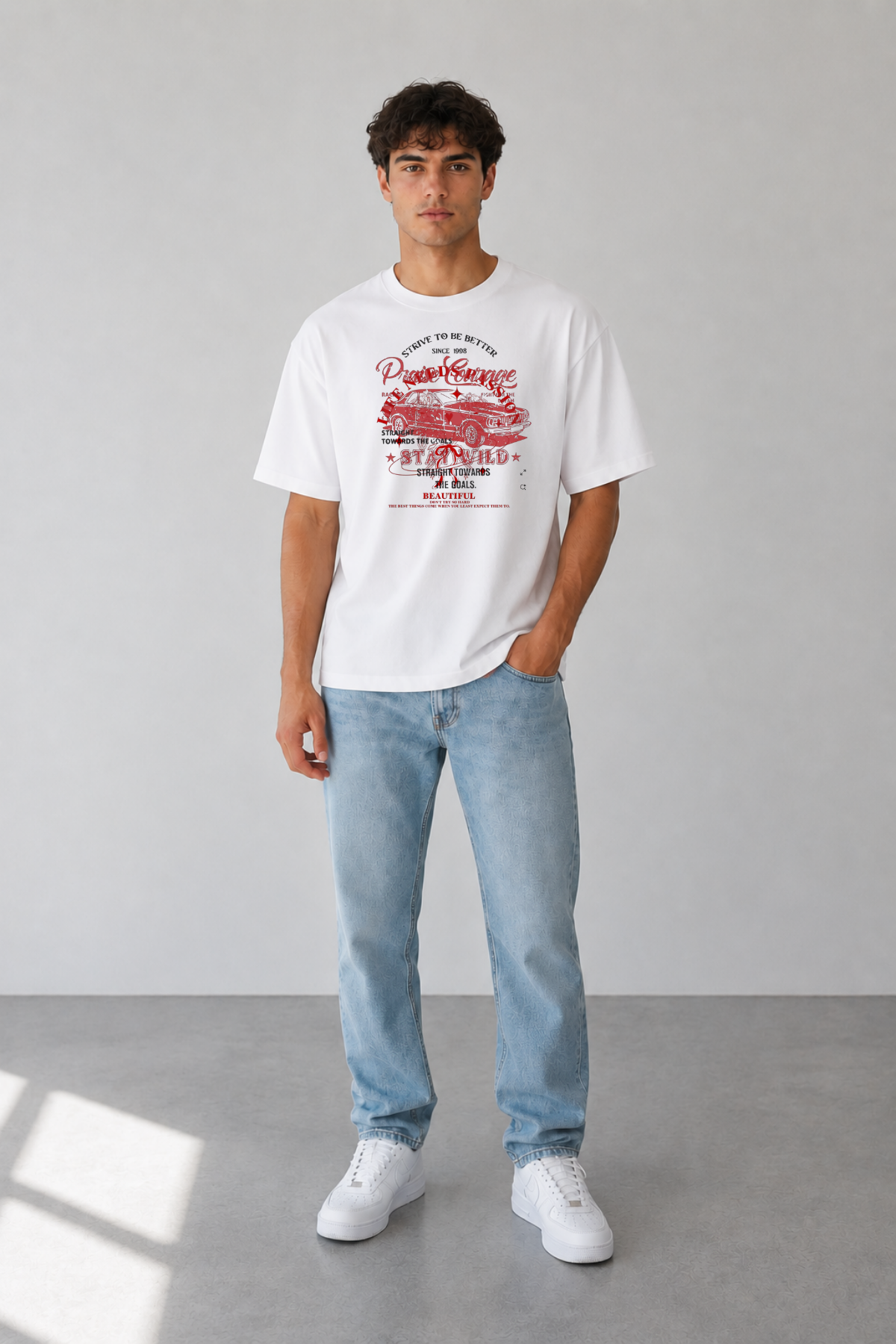 Garage Baskılı Oversize T-Shirt