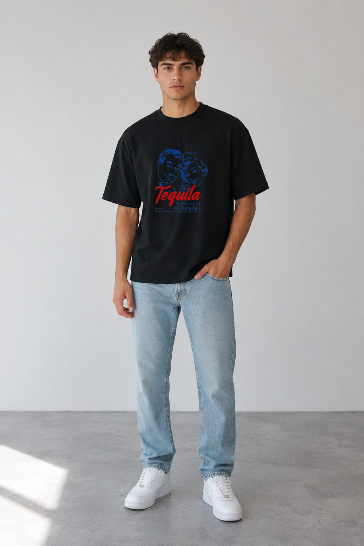 Tequila Baskılı Oversize T-Shirt