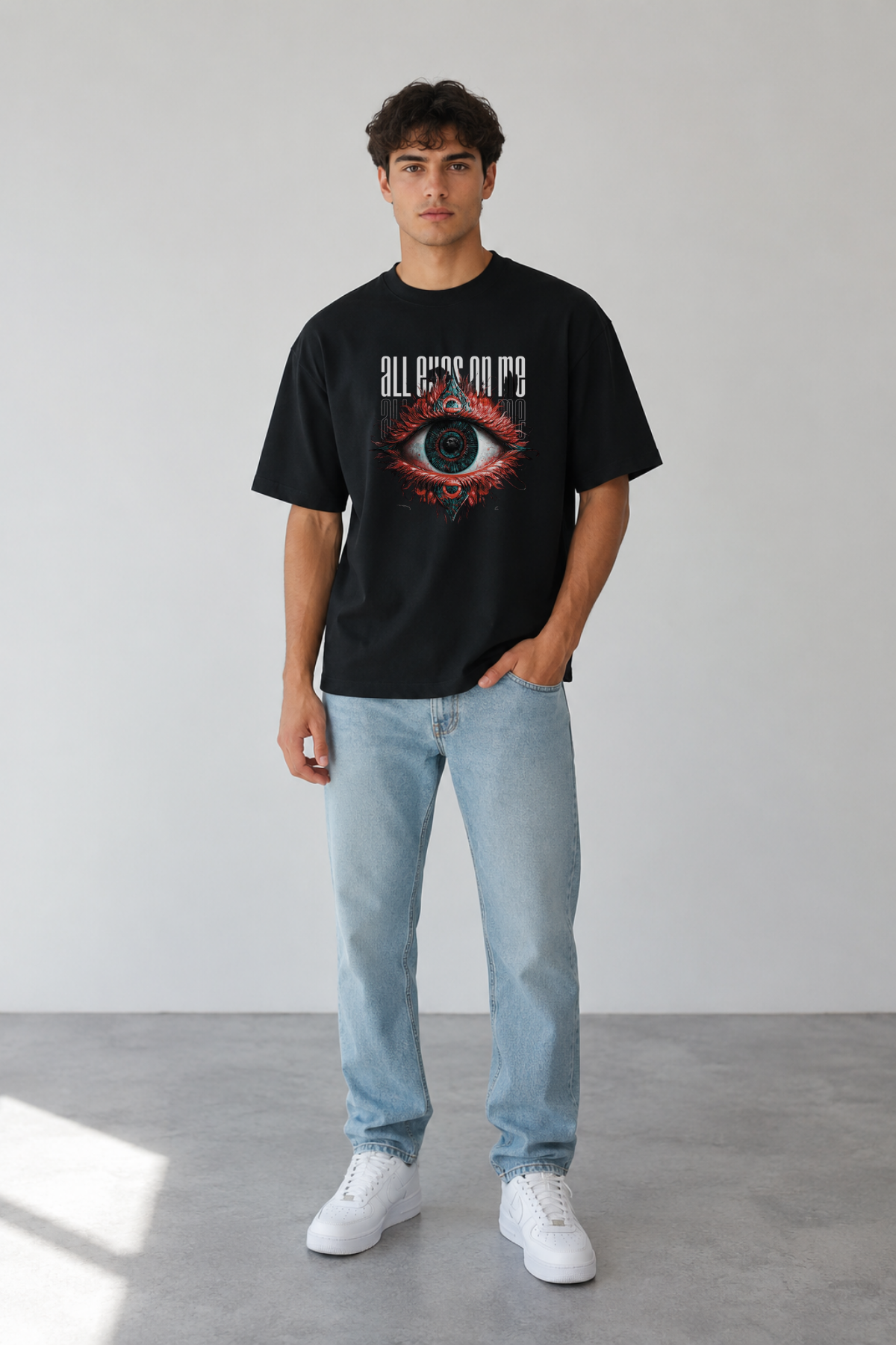 Eyes Baskılı Oversize T-Shirt