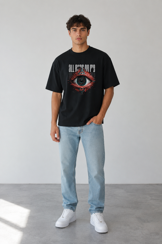 Eyes Baskılı Oversize T-Shirt