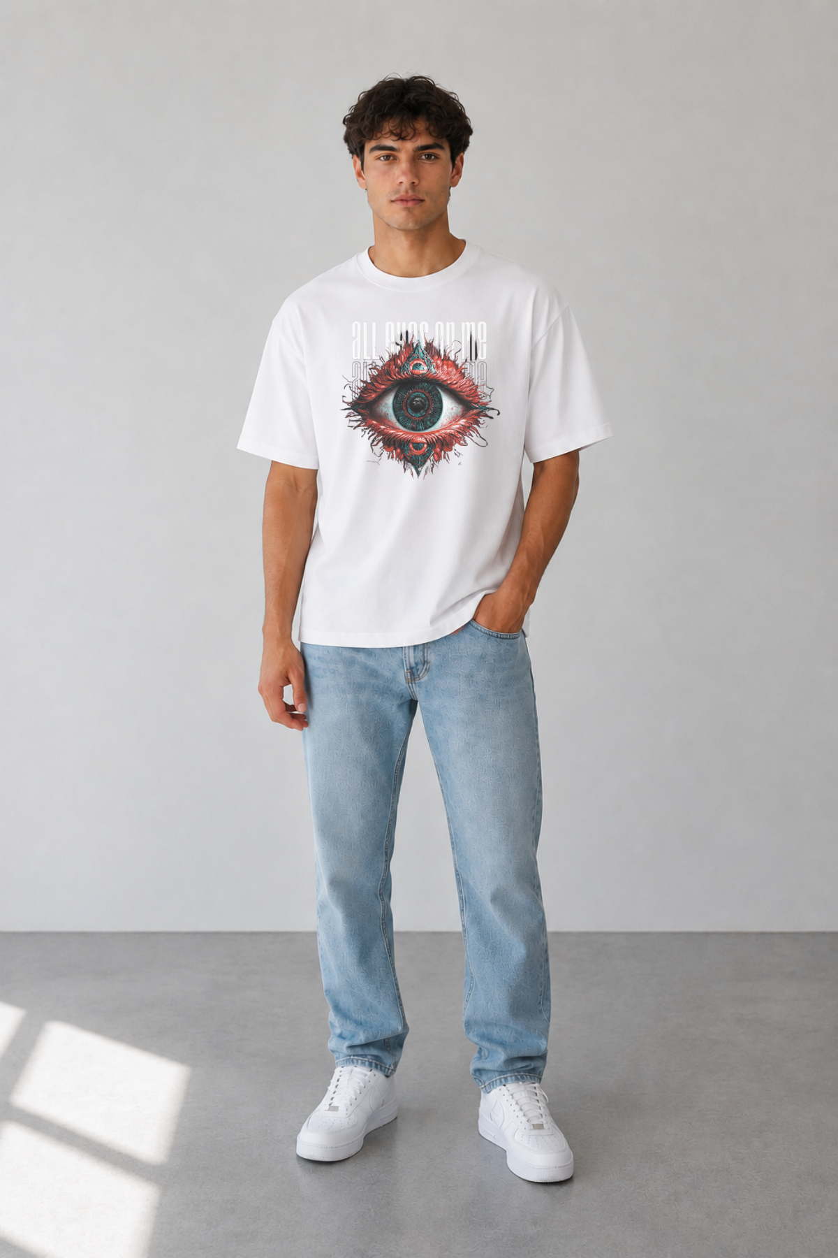 Eyes Baskılı Oversize T-Shirt