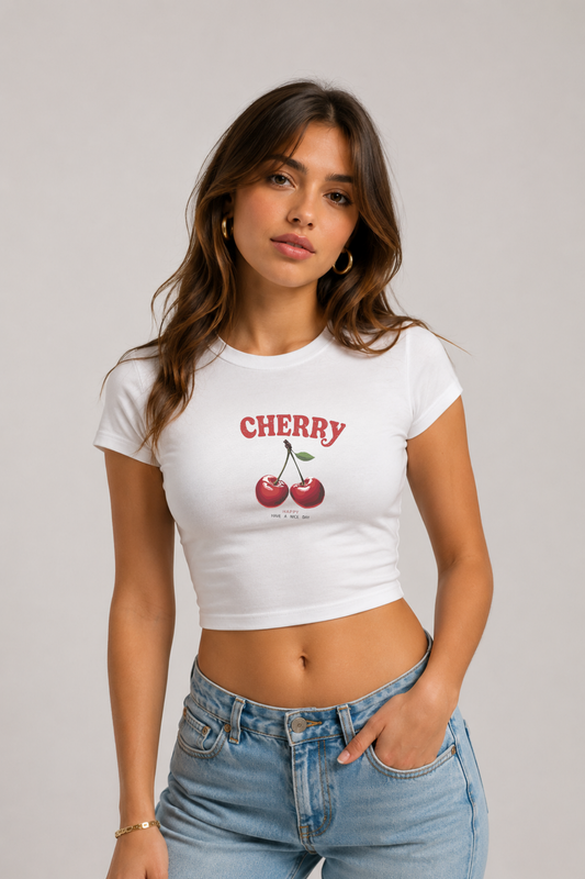 Cherry Baby Tee – Cropped Fit Tee