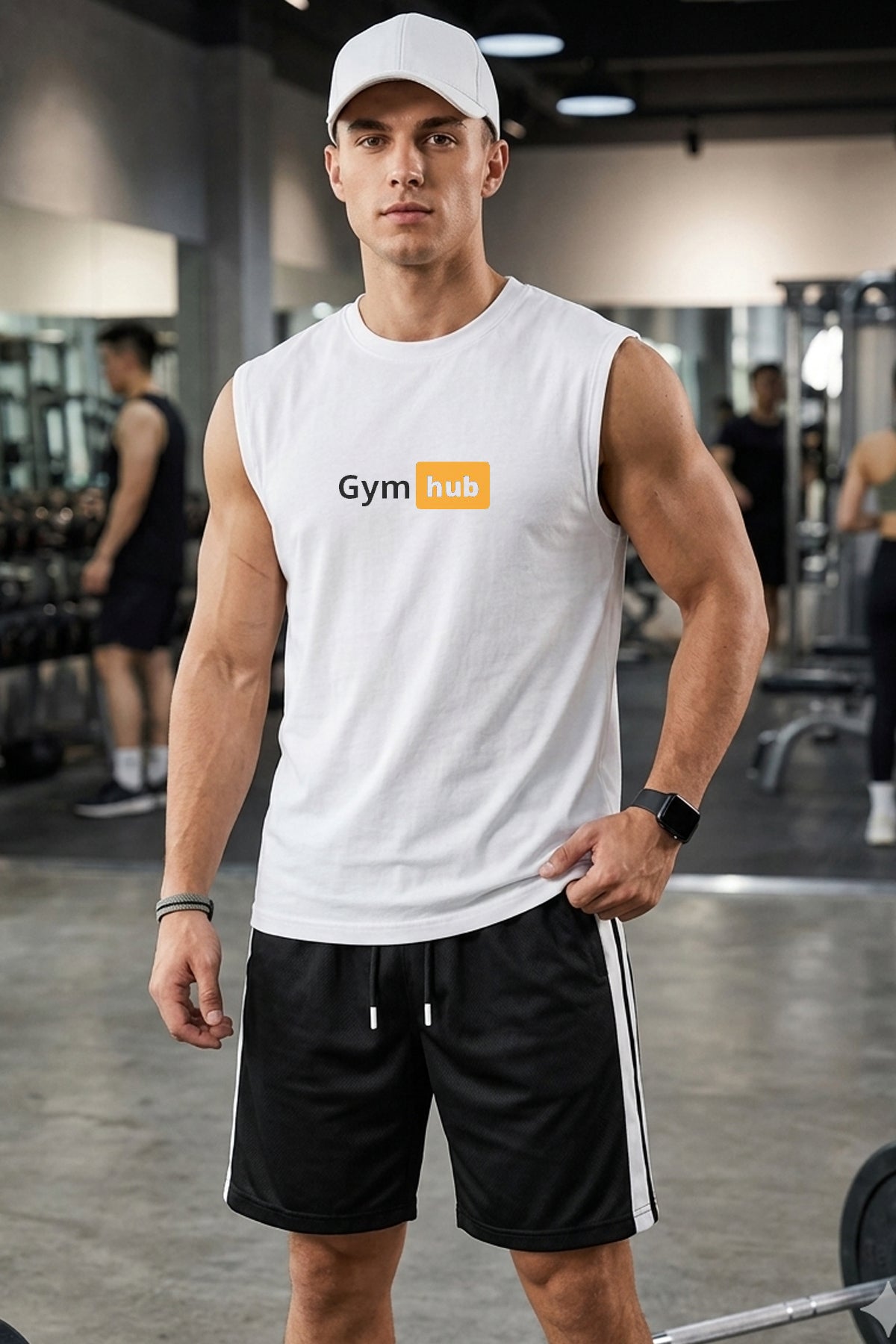 HUP Baskılı Kolsuz Atlet Tshirt Erkek Sıfır Kol Giyim Spor Giyim Oversize