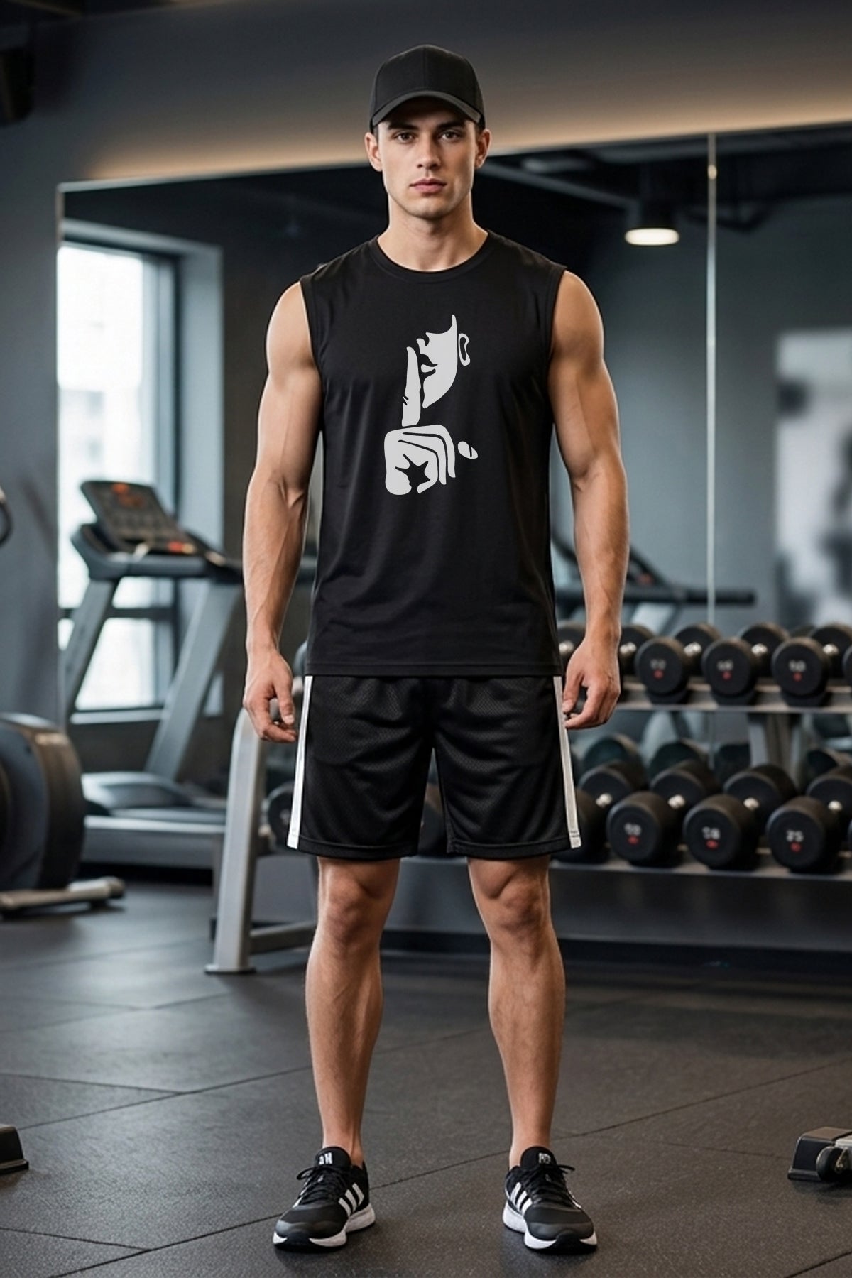 SILUET Baskılı Kolsuz Atlet Tshirt Erkek Sıfır Kol Giyim Spor Giyim Oversize